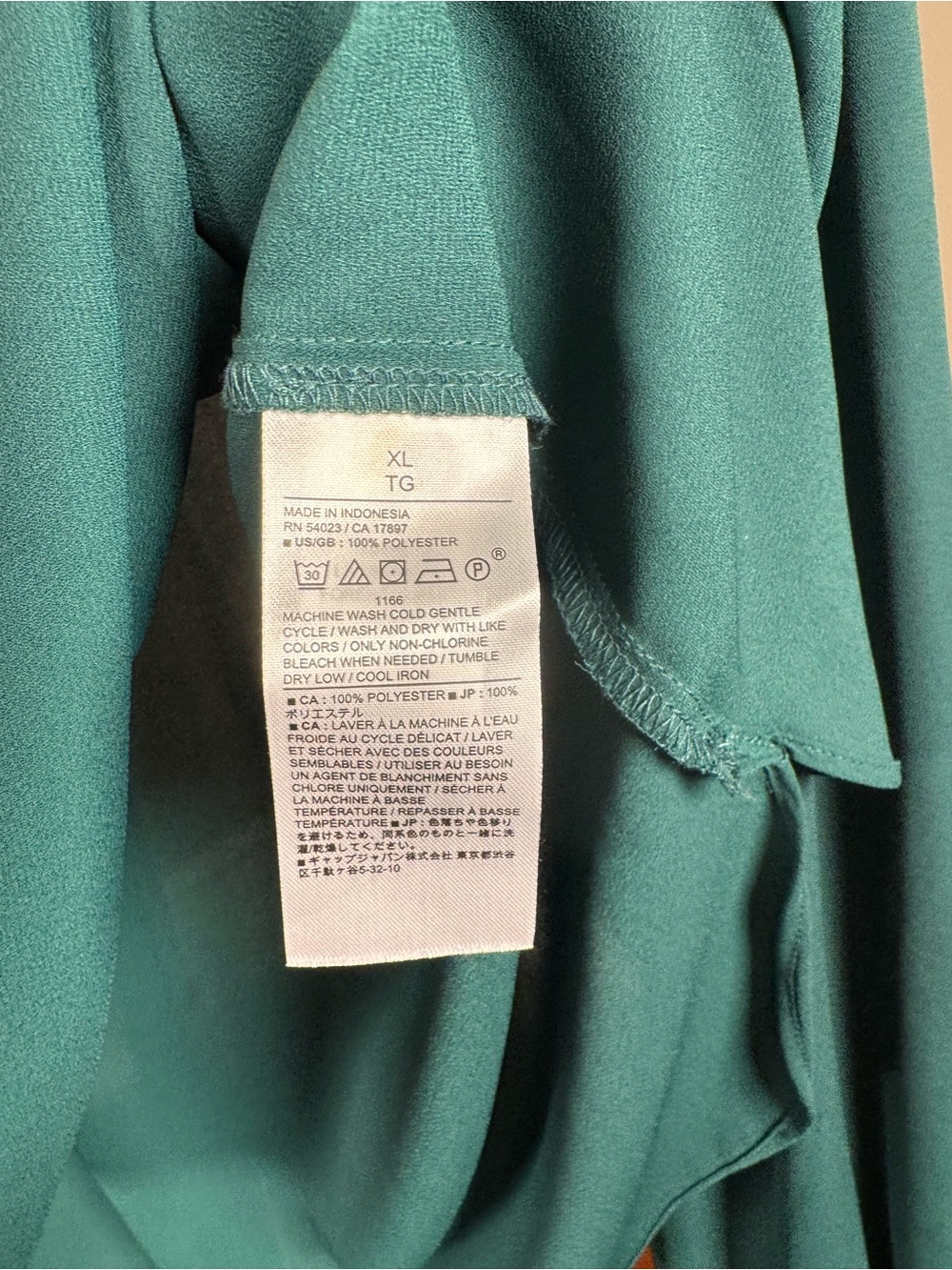 Banana Republic XL Teal Tie Neck Long Sleeve Blouse - Picture 4 of 7